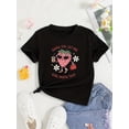 thumbnail image 1 of T-Shirt à Manches Courtes Imprimé Dessin Animé Fraise Mignon pour Filles - Mélange de Polyester Doux, Col Rond, Lavable en Machine, Beige avec Design "Hangin' on Let Me", 1 of 5