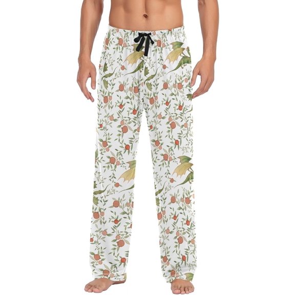 Medieval Dragons Men's Pajama Pants, Soft and Comfortable Lounge Sleep Bottoms with Pockets, Men's Sleepwear with Custom Print, XX-Large