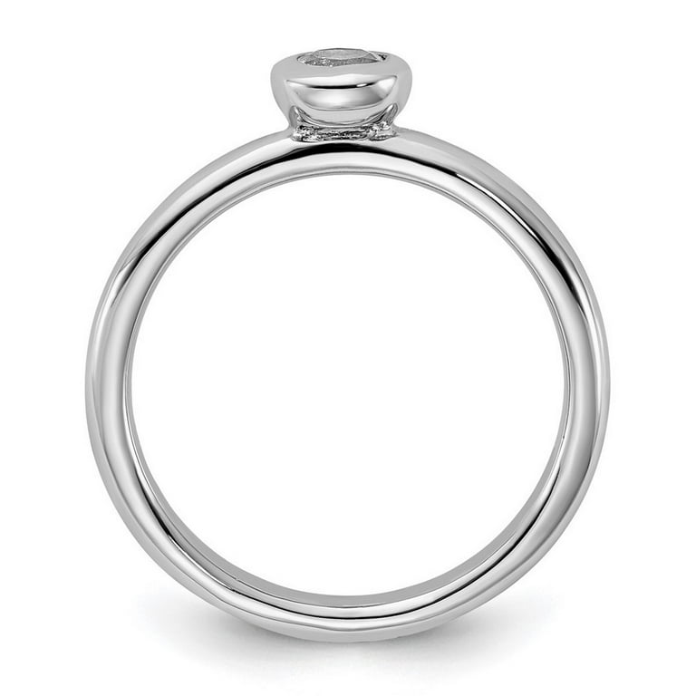 Sterling Silver Stackable Expressions Low 4mm Round White Topaz Ring Sterling Silver Stackable Expressions Low 4mm Round White Topaz Ring