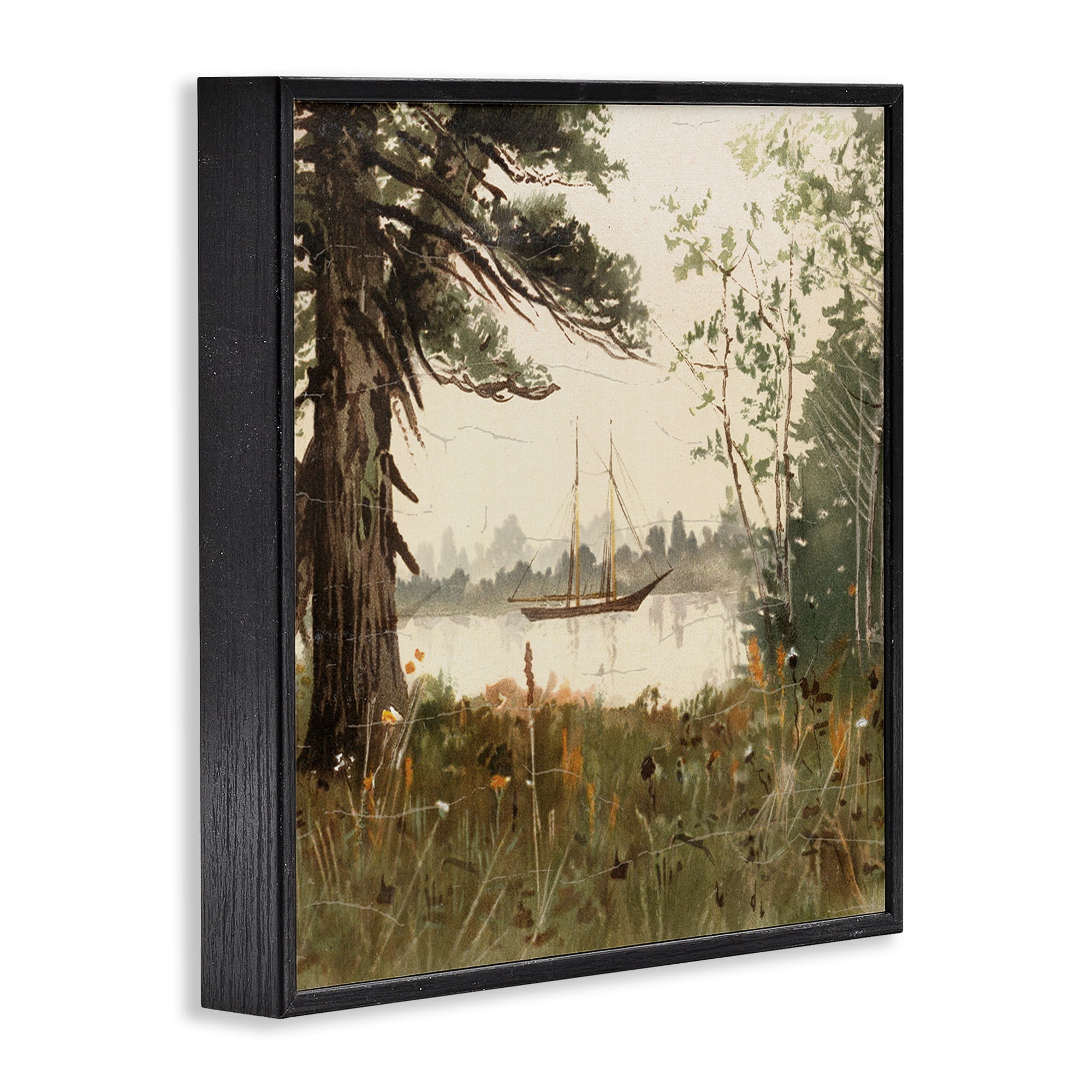 Stupell Industries Boating View Through Trees Black Framed Giclee Art, design by Lula Bijoux & co.