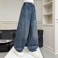 thumbnail image 4 of Shadoumai Girls Distressed Jeans With Rhinestone Winter Fleece Lined Warm Pants Style Flared Trousers For Kids, 4 of 5