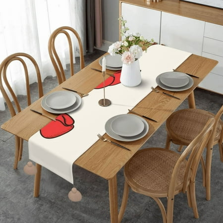 

Boxing Gloves Table Runner Imitation Linen Table Runner With Khaki Tassels For Party And Dining Room 14 x 60