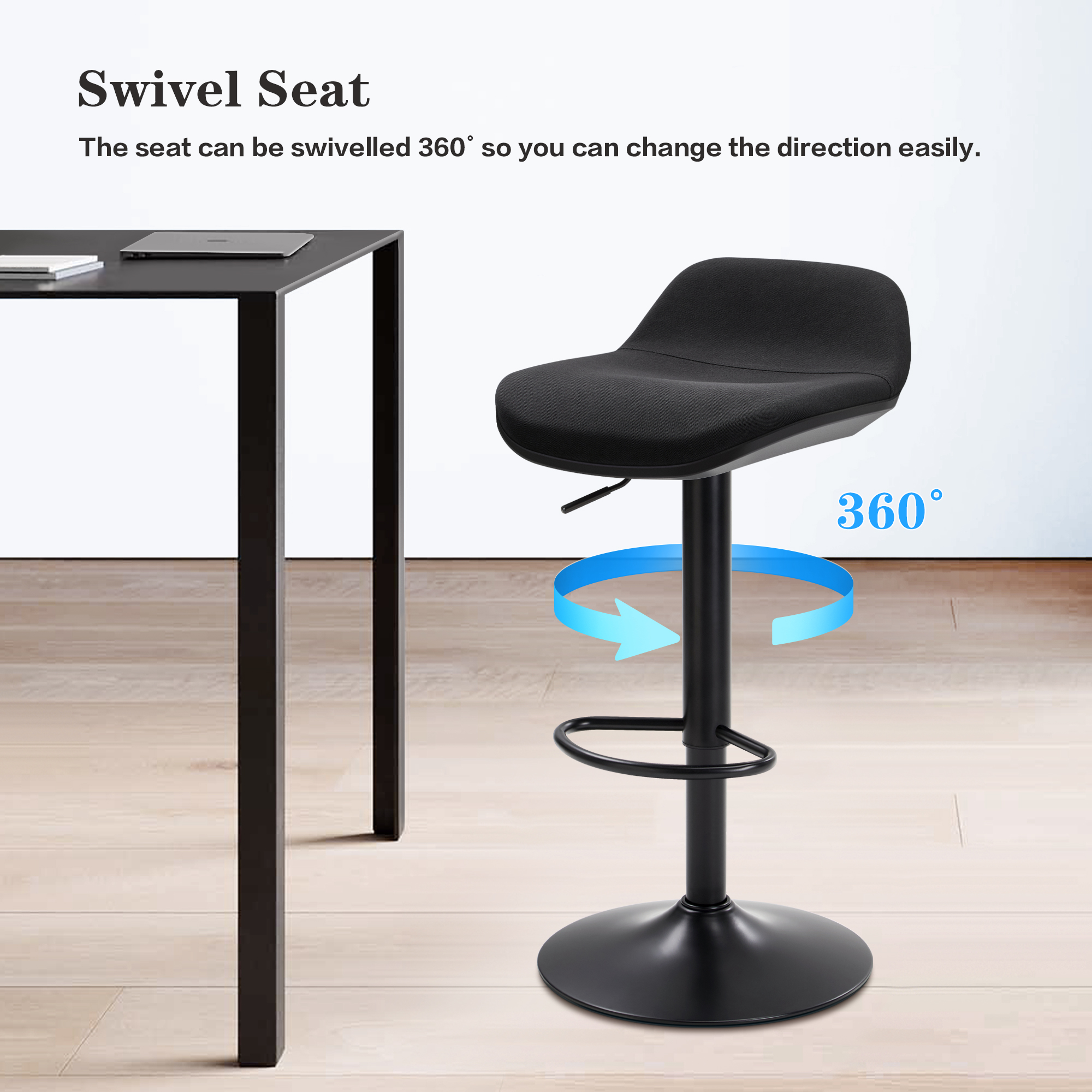 IWMH Standing Desk Stool, Height Adjustable Standing Desk Chair, Ergonomic Sit Stand Stool with Footrest, 360° Swivel Leaning Stools for Office Home (Black)