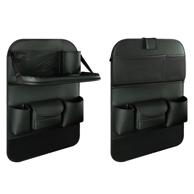 Qiaoxi Car Back Seat Organizer with Foldable Table Tray, Adjustable Buckle Mounting, Multi-Functional Storage Rack Phone Pockets, Utility Tool for Kids Toddlers Travel