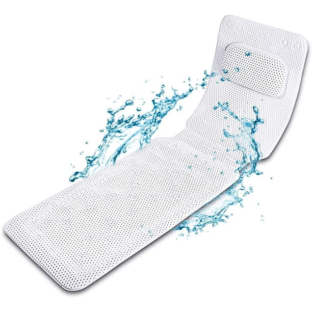 Alfombrilla de baño de cuerpo completo con almohada, revestimiento de baño de Spa de cuerpo completo de PVC antibacteriano blanco con cojines de ventosa para padres e hijos Adepaton LKX-0021