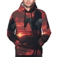 thumbnail image 2 of Bingfone Lone Rider Under Red Sky Men's Drawstring Hoodie Long Sleeve Pocket Sweatshirts-Large, 2 of 6