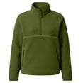 thumbnail image 7 of CQONEPT Women's Lightweight Half Zip Warm Sherpa Fleece Sweatshirt Fall Winter Cozy Pullover Tops with Zipper Pockets Army Green M, 7 of 7