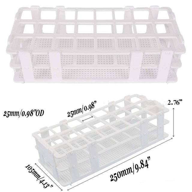 4 Pcs Support de Tube à Essai en Plastique 24 Trous Support de Tube à Essai pour Tubes de 25mm, Détachable, Blanc
