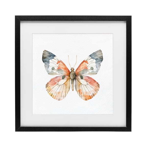 Stupell Industries Transitional Warm Watercolor Butterfly Black Framed Print Under Glass, 13 x 13, by Kim Allen