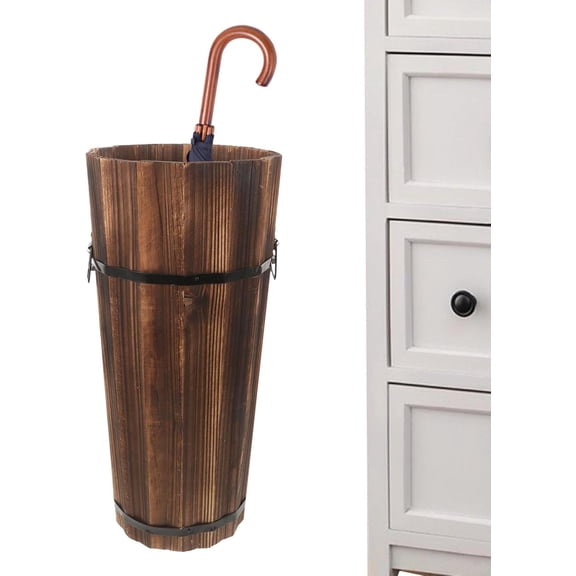 Wooden Umbrella Stand, Multi-Functional Storage Box, Cane Holder with Divider, Compact Foyer Shelf for Home Entryway Storage and Decor