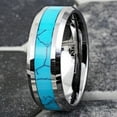 thumbnail image 5 of Tungsten Carbide Rings for Men Wedding Bands for Him 8mm Turquoise Center, 5 of 7