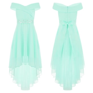high low dresses mint green Strappy Open-Back Long Prom Dress with Empire Waist Mint / XLarge main image 1