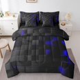 thumbnail image 1 of YST 7 Piece Geometry Bed in a Bag, King Size, 100% Polyester, Blue Purple Square Pattern, 1 of 5