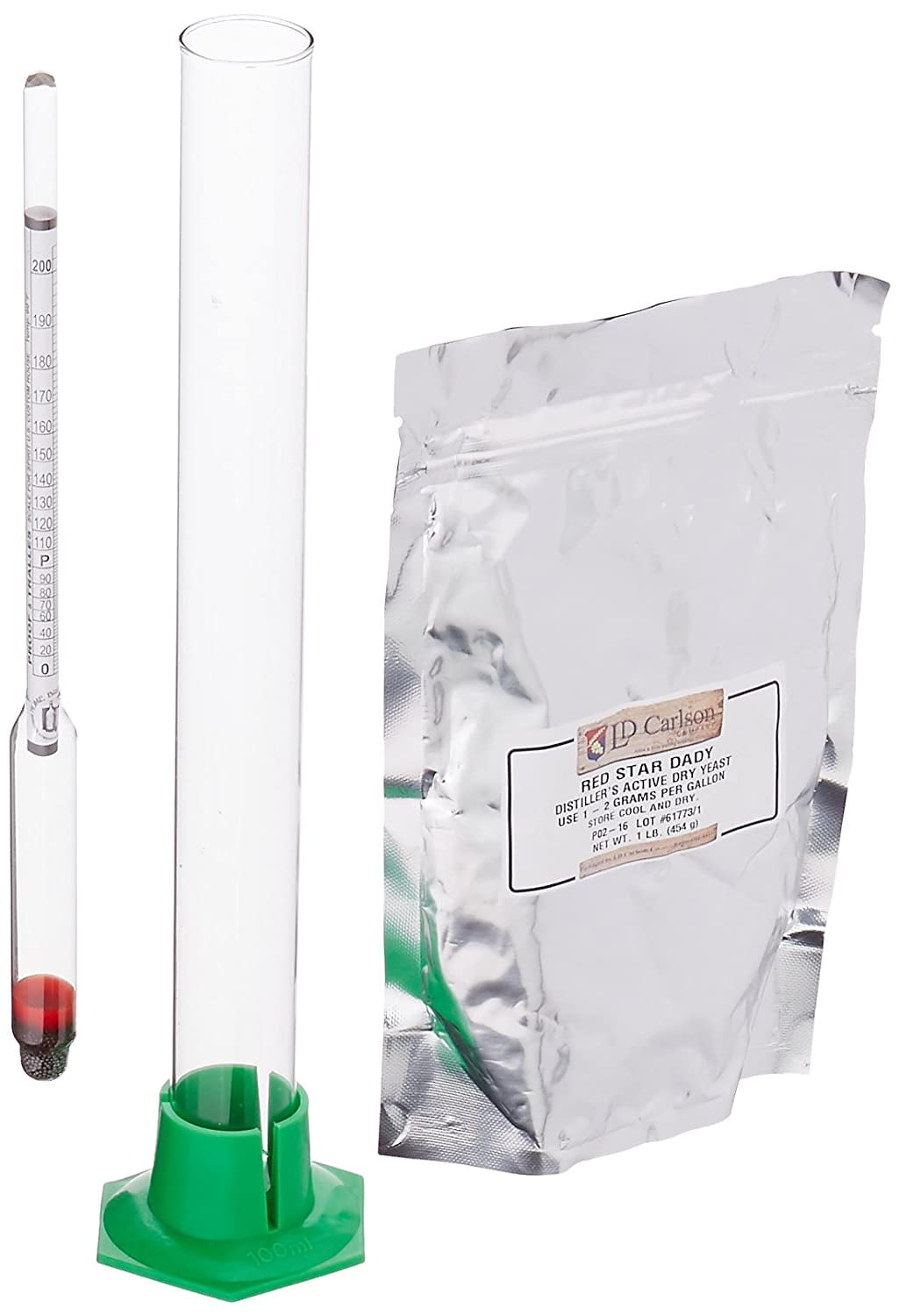 Proof and Tralle Hydrometer with 12" Glass Test Jar with Distiller's