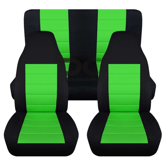 T246-Designcovers Fits 1997-2002 Jeep Wrangler TJ 2door Cotton Seat Covers:Black and Lime Green - Full Set