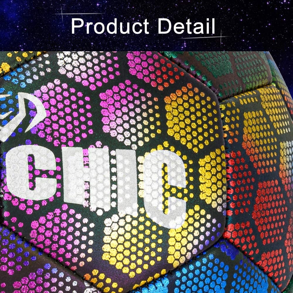 MILA CHIC Soccer Ball, Holographic Soccer Ball Size 4 & Size 5, Reflective Glowing Soccer Ball Gift for Boys, Girls, Men Indoor-Outdoor Soccer Training