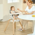 thumbnail image 3 of Babyomi Convertible High Chair for 2 Babies, 11-in-1 Wooden Booster with Double Easy-Clean Trays & PU Cushion,White Gray, 3 of 9