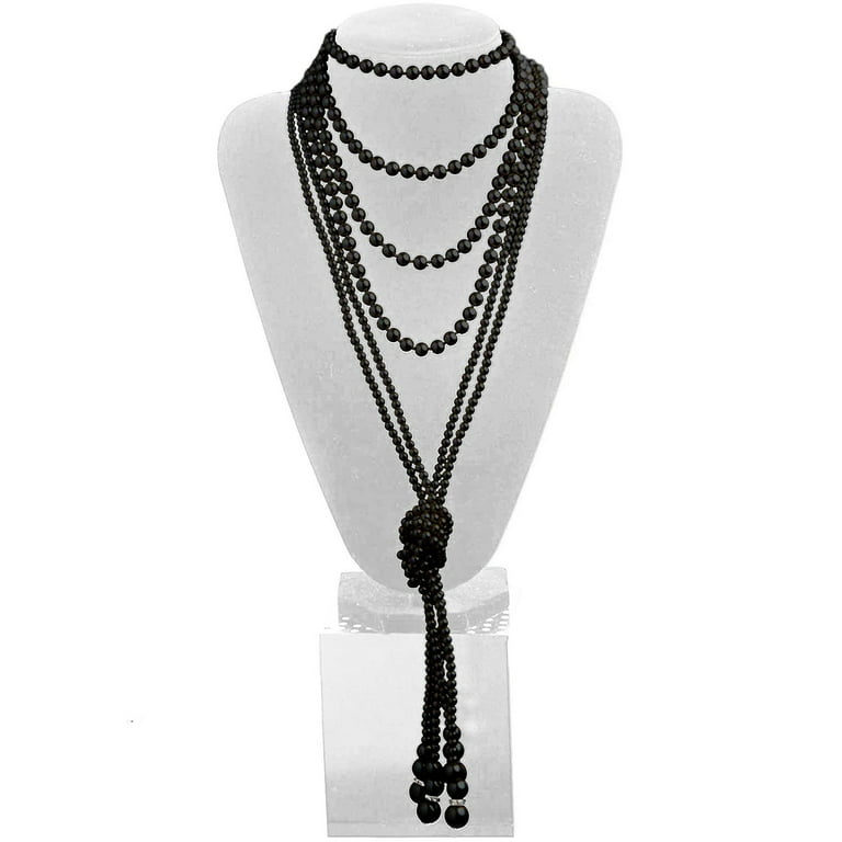 Zivyes Fashion Faux Pearls 1920s Pearls Necklace Gatsby Accessories Cluster 59 inch Long Necklace for Women A-1 * 59 inch Necklace + 2 * 45 inchknot