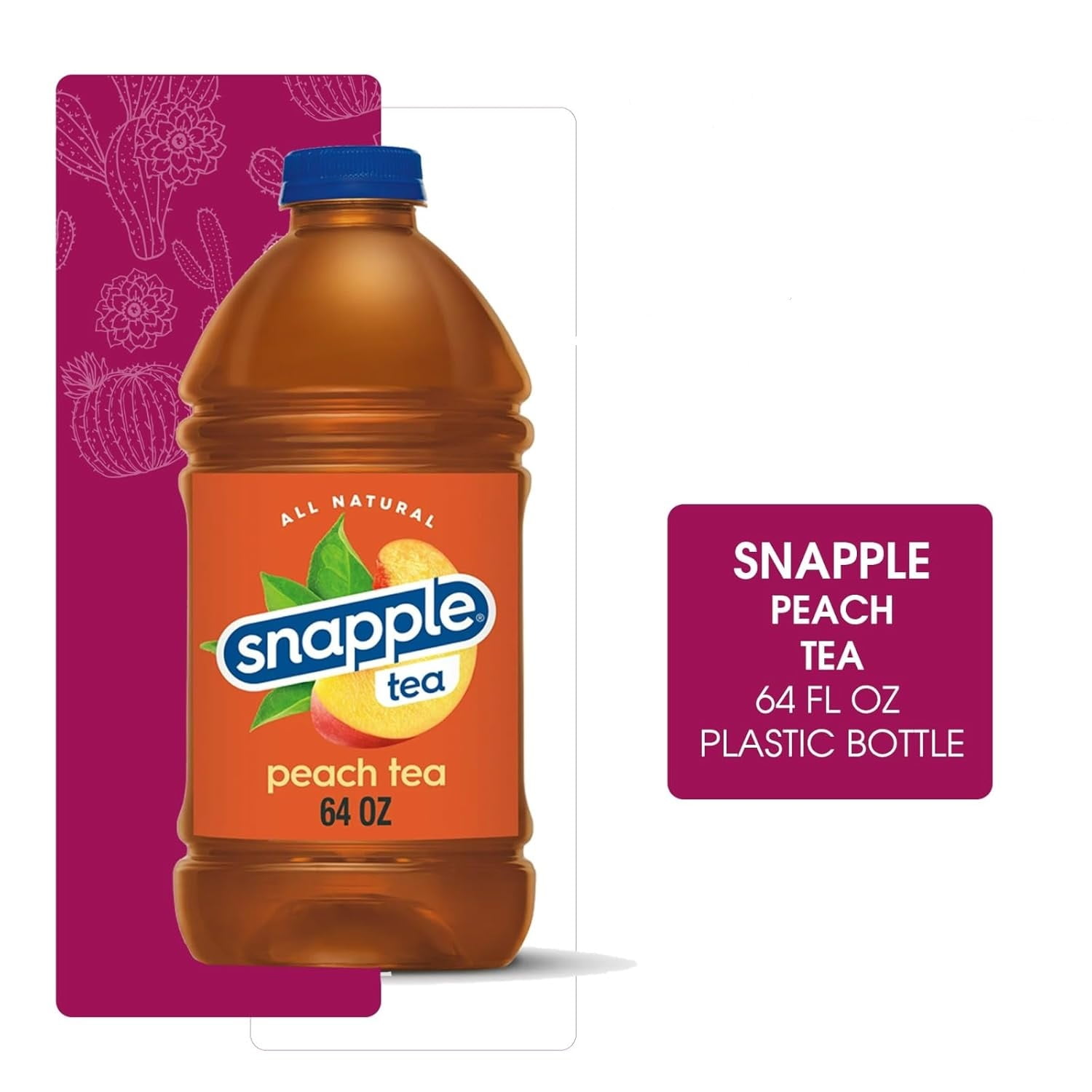 Snapple Peach All Natural Juice Drink, Gluten-Free, 4-Pack, 64 fl oz Plastic Bottles
