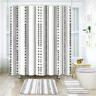 RORA Black and White Bathroom Rugs Boho Bathroom Decor Small Bath Mats for  Bathroom Non Slip Washable Water Absorbent,17”x24” 