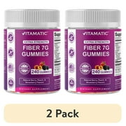 Angle View: (2 pack) Vitamatic Prebiotic Fiber Gummies for Adults, 7G Extra Strength, Zero Sugar Added, 240 Pectin Based Gummies, Digestive Health & Regularity Support