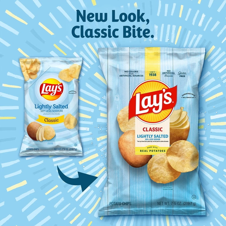 Lay's Lightly Salted Classic Potato Chips, 50% Less Sodium, Gluten