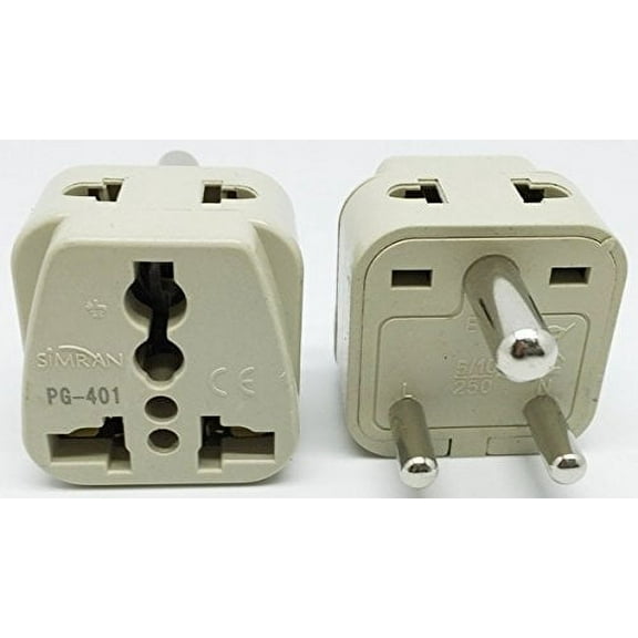 Simran 2-Outlet Universal USA to India Plug Adapter CE and RoHs Compliant, Model PG-401