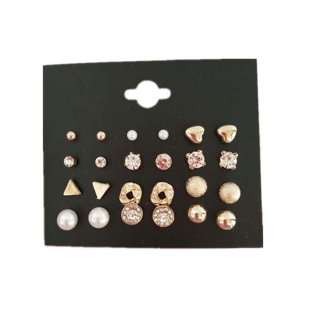Anillos de oído accesorio de moda elegante estilo simple aro oreja colgante joyería decoración oreja gotas para banquete fiesta diario vestido negro tarjeta / dorado 24 pares Eigraketly AP008259-03
