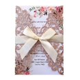 thumbnail image 4 of Tarjeta de invitación de boda con purpurina cortada con láser, sobre de cinta, tarjetas de felicitación, decoración de boda personalizada, suministros para fiestas, 50 unidades, 4 of 4