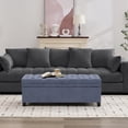 thumbnail image 6 of Foredo Large Storage Ottoman Bench, Button Tufted Linen Upholstered Ottoman with Storage, Oversized Storage Ottomans Toy Box Footrest for Living Room bedroom, Dark Blue, 6 of 8