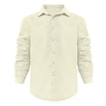 thumbnail image 3 of Lumtrix Men's Linen Shirts Casual Button Down Long Sleeve Shirt Solid Collar Summer Beach Shirts Big and Tall Dress Shirts Beige XL, 3 of 6