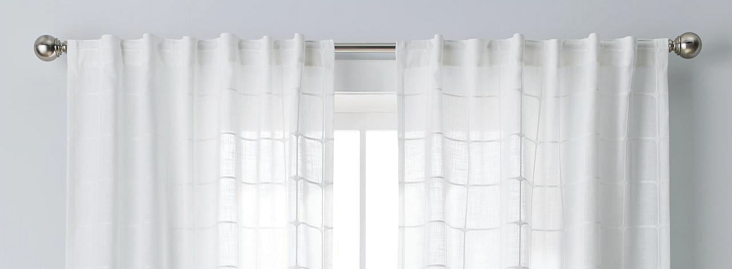 Better Homes & Gardens Windowpane Light Filtering Curtain Panel, 1 Panel, White, 50" W x 84" L
