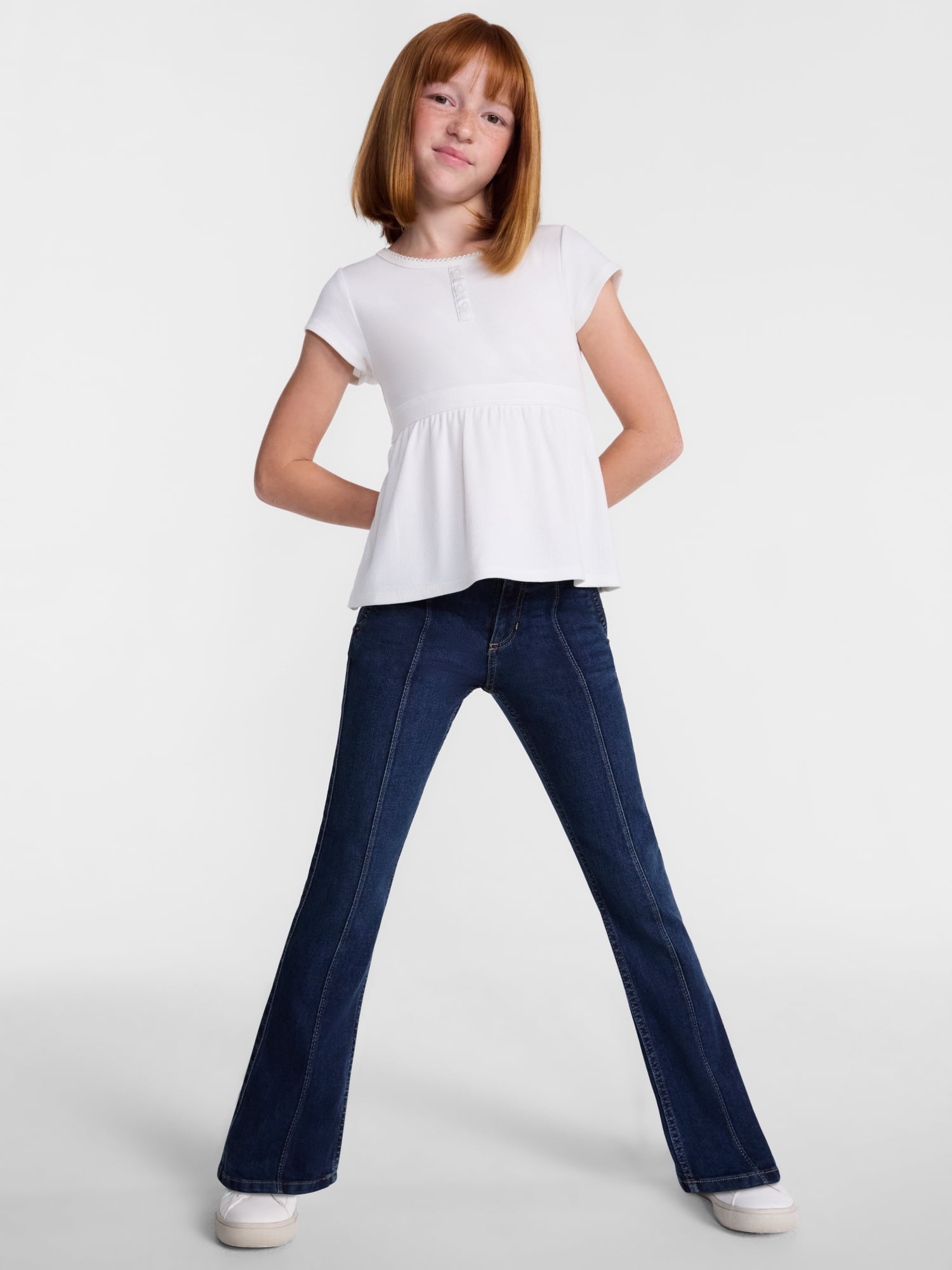 Wonder Nation Girls Front Seam Flare Jeans, Sizes 4-18
