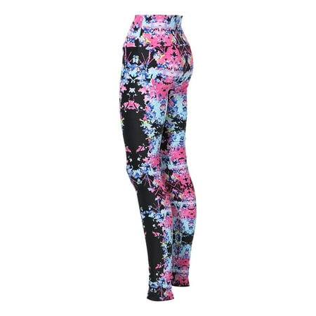 Alexandra Collection Womens Splatter High Waist Athletic Leggings Black (ADULT X-LARGE)