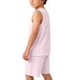 thumbnail image 5 of NAISIBABY Boys Outfit Sets, Cotton Sleeve Tank Tops and Shorts Breathable Soft Comfort Homewear Clothes 2-Piece Pink Size 12, 5 of 7
