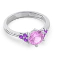 thumbnail image 3 of 2.15 Ct Latest Round Cut Pink Sapphire & Amethyst Gemstone Bridal Ring for Ladies Solid 18K White Gold Size 3.5 by Diamond-Capitals, 3 of 7