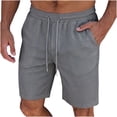 thumbnail image 4 of Besolor Men's Shorts Summer Casual Knee Length Elastic Waisted Drawstring Loose Workout Half Pants with Pockets(Large,Gray), 4 of 7