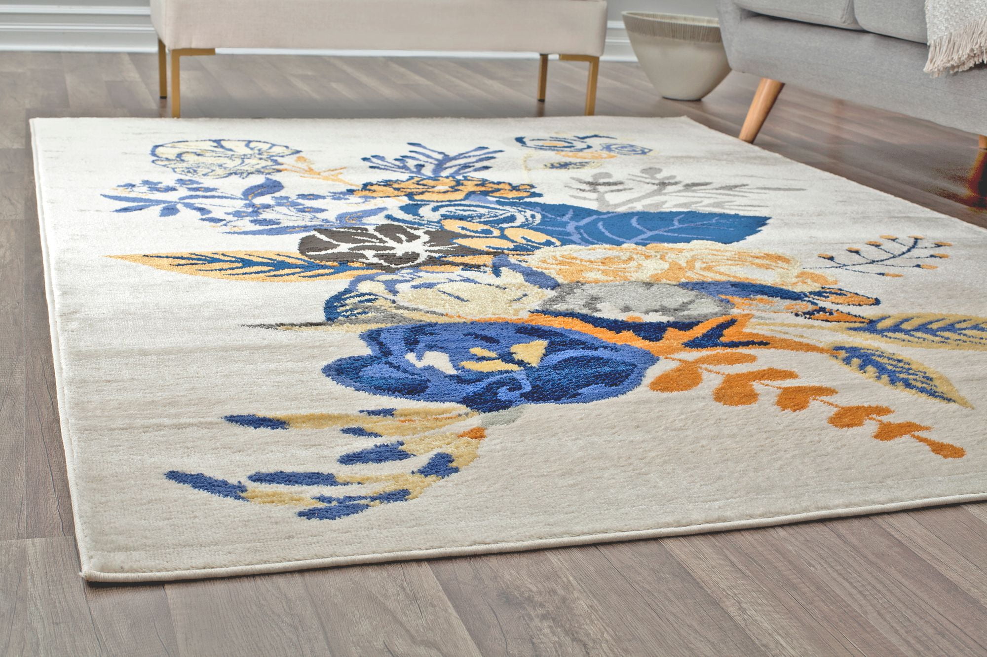Rugs America Hanna VA25D Floral Charm Ivory Gold Floral Transitional Beige Area Rug, 9'x12'