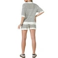 thumbnail image 3 of INSPIRE CHIC 2 Piece Crochet Short Sets for Women Summer Striped V Neck Short Sleeve Tops Casual Beach Outfits S Brown Striped, 3 of 6