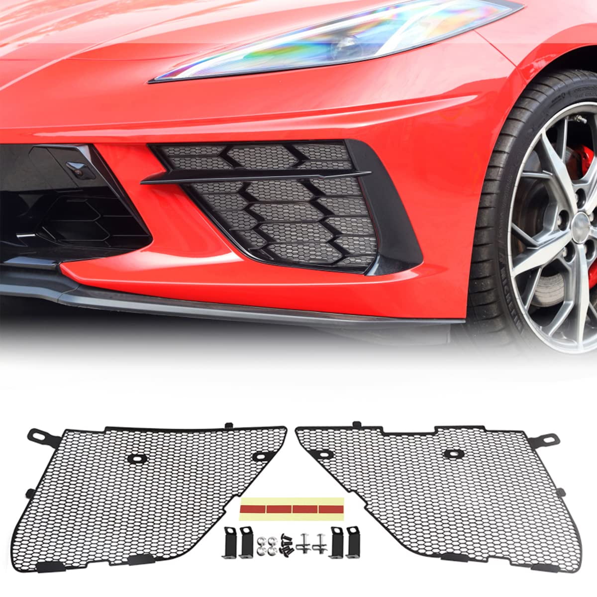 URLWALL Upgraded Front Radiator Guards Grille for Corvette C8 20202022, OEM Style Grille Vents