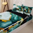 thumbnail image 3 of Erosebridal Modern Marble Art Zipper Full Size Comforter Sets with Fitted Sheet and 2 Pillowcases,Teal Ink Fluid Aesthetic Zipper Bedding Set For Girls,Black Reversible,4pcs, 3 of 7