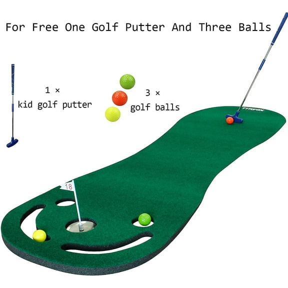 Crestgolf 78in Putting Green Mats Set for Golf Putting Use, Included 29in Golf Putter, 3 Golf Balls, Training Aid Put Cup&Flags
