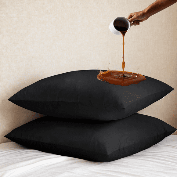 Amorosa 6 Piezas Fundas de Almohadas Impermeable Protectores de Almohada Suaves y Acogedoras para el Hogar Dormitorio Hotel Negro Estándar-50*80cm