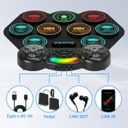 Burufy Electronic Drum Set for Kids Adults,9 Pads Portable Electronic Drum Pad Built-in Dual Bluetooth Speaker with Headset Jack/ Drumsticks/ Foot Pedals, Christmas Birthday Gift