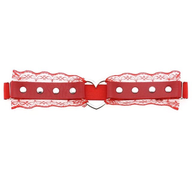 Personalidad y temperamento Sexy Hermoso Punk Encaje Cuero Muslo Anillo Forma de melocotón Forma de amor Elástico Suave Chica Liga Cinturón