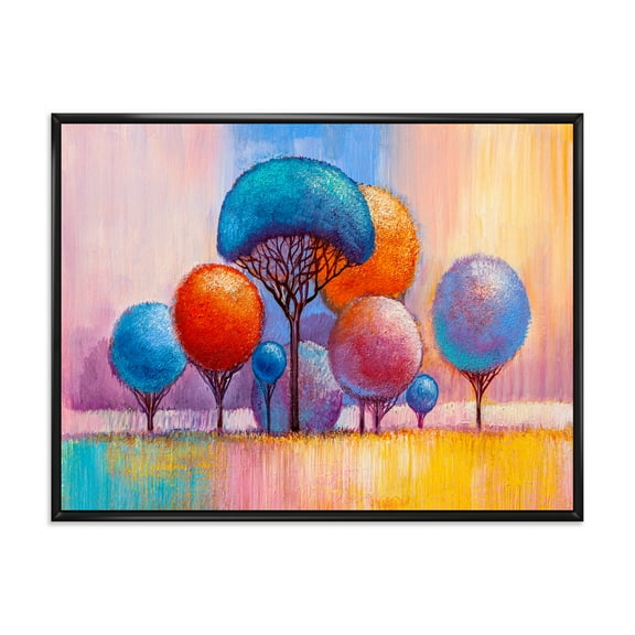 Designart 'Autumn Colorful Fantasy Trees II' Modern Framed Canvas Wall Art Print