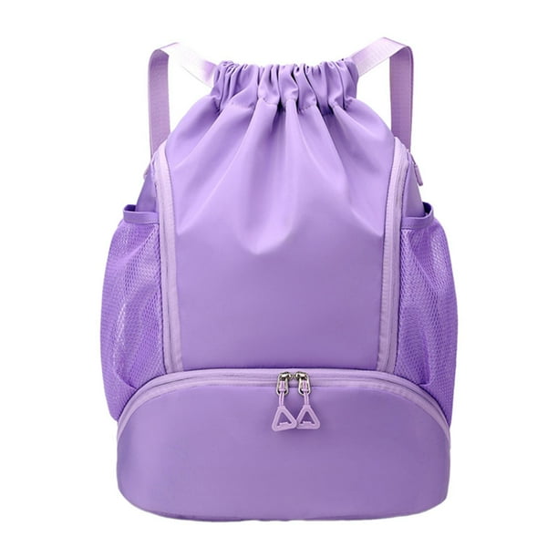 Mochila deportiva con cordón, bolsa de gimnasio, resistente al agua, bolsa de baloncesto, bolsa con cierre Púrpura