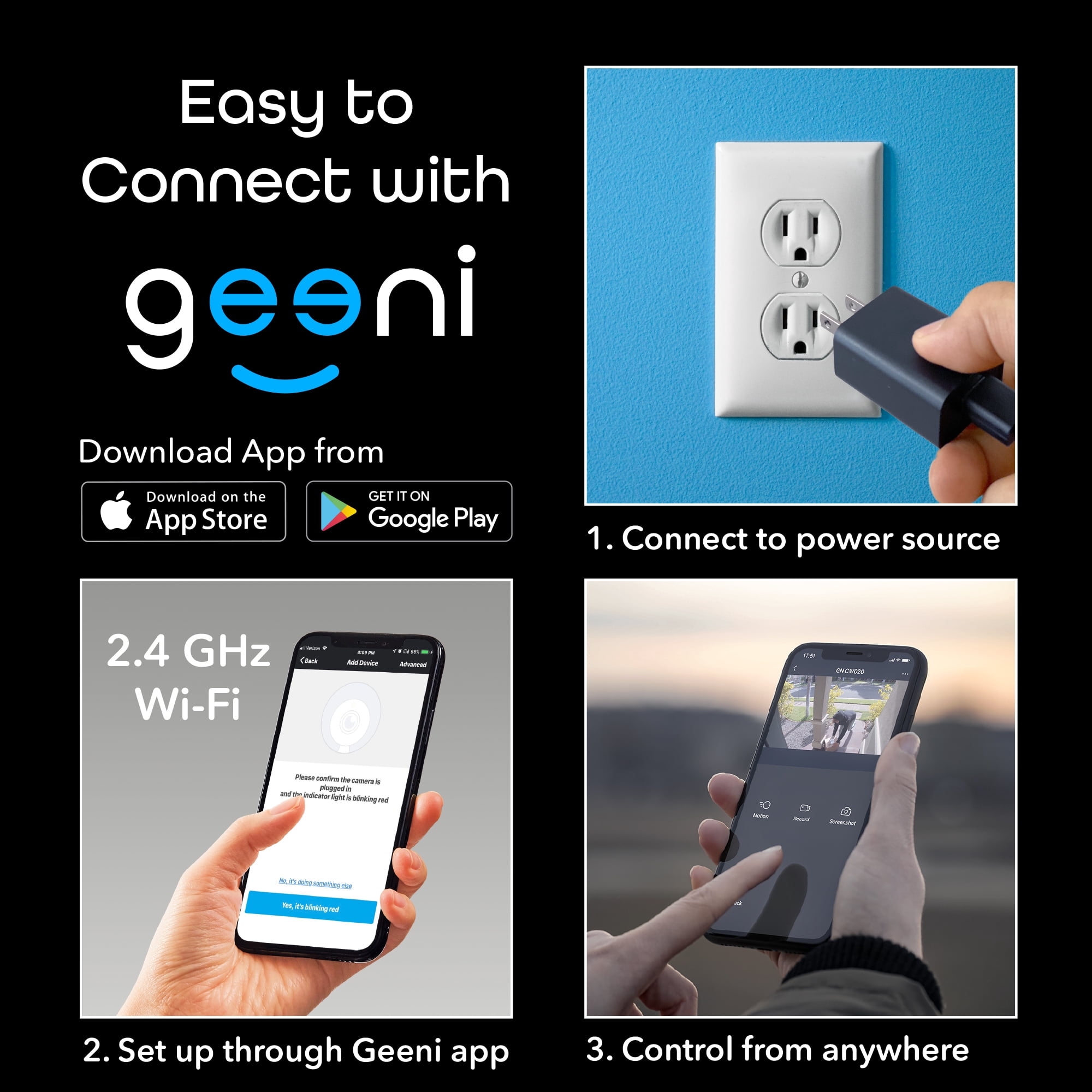 Geeni Hawk 2 Smart Security Outdoor Wired IP66 Camera | Night Vision, Motion Sensor, 2 Way Audio | Works with Alexa & Google Home | Weatherproof Black Surveillance Cam