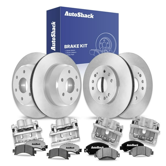 AutoShack Front Vented & Rear Vented Brake Rotors   Ceramic Pads   Calipers 16-PC Brake Kit Replacement for 2009-2014 Chevrolet Express 1500 2009-2014 GMC Savana 1500