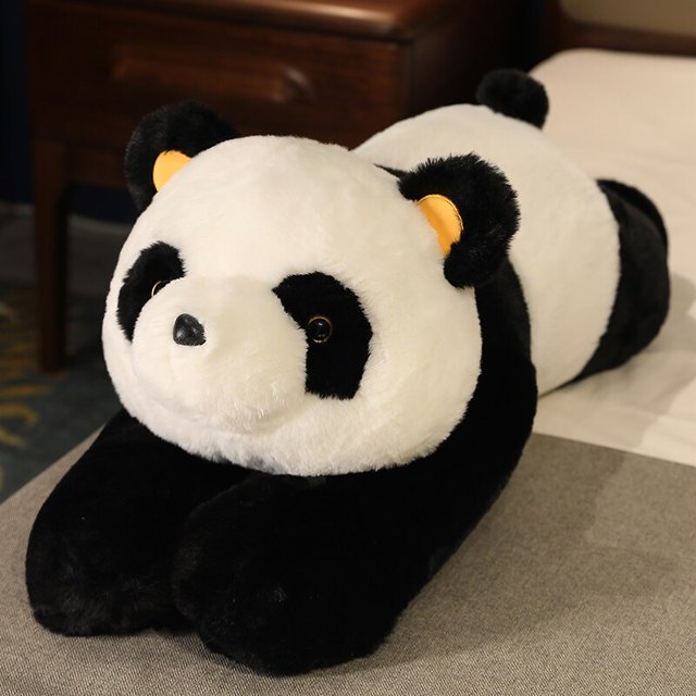 Almohada de peluche de oso de peluche de dibujos animados, juguete de peluche de oso marrón blanco, muñeco de Panda, almohada de Animal suave, almohada de sueño largo, 100cmpanda80cm Fivean unisex